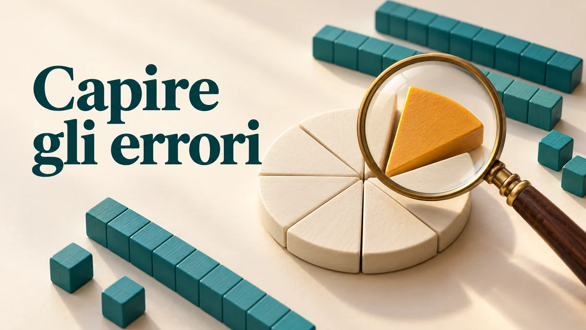 Illustrazione editoriale tridimensionale sul tema capire gli errori, con il testo «Capire gli errori».